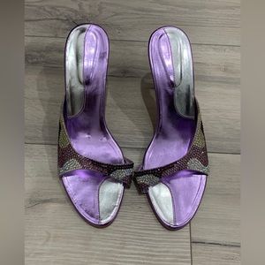 Purple rhinestone heels